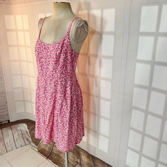 Old Navy NWT Pink White Floral Sleeveless Linen Blend Cami Mini Sundress Medium - Picture 3 of 10